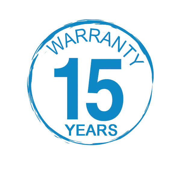 15 years (round blue) : limited warranty on aluminium parts