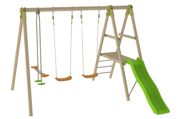 TOPWOOD wooden swing set 2,30 m (4 accessories)